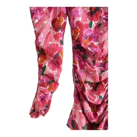 Isabel Marant $945 Floral Puff Sleeve Mirnao Ruched V Neck Top NWT Size 36 US 4 - Picture 6 of 11